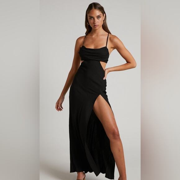 Showpo. Dresses & Skirts - NWT Show Po REVIENA MIDI DRESS - CUT OUT COWL NECK DRESS IN BLACK